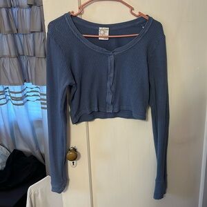 Blue Offline Aerie cropped shirt